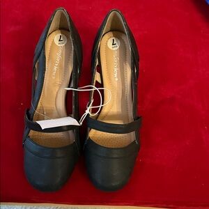 Comfortview Black Heeled Shoes for Women